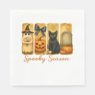 Serviette En Papier Halloween vintage saison épouvantable, fantôme flo