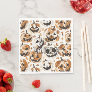 Serviette En Papier Halloween Western Cow-boy Cow-girl Citrouilles