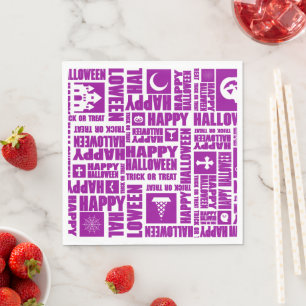 Serviette En Papier Halloween Whimsical Cool Typographie violet