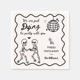 Serviette En Papier Halloween Whimsical Quirky Hand Drake Skeleton