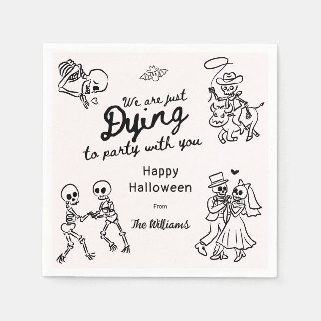 Serviette En Papier Halloween Whimsical Quirky Main Drake Doodles (Devant)