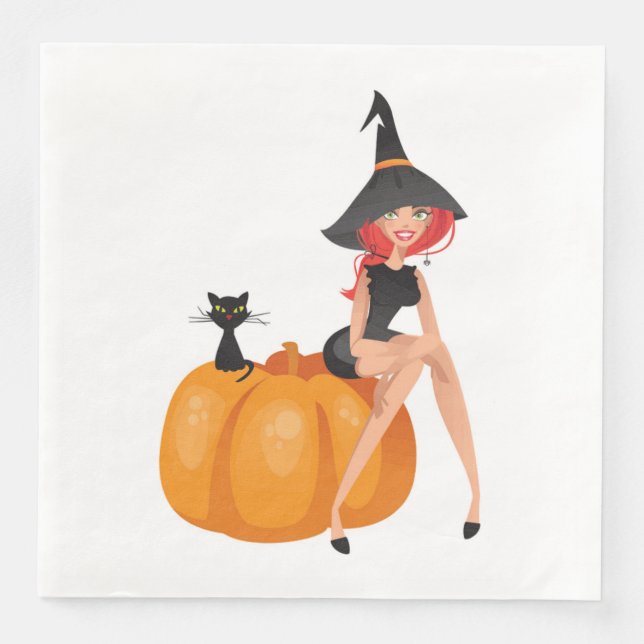 SERVIETTE EN PAPIER HALLOWEEN WITCH (Devant)