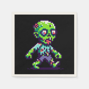 Serviette En Papier Halloween zombie drôle 8 bits 