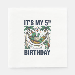 Serviette En Papier Hamac Tortue 5ème Anniversaire Gravure Vintage Des