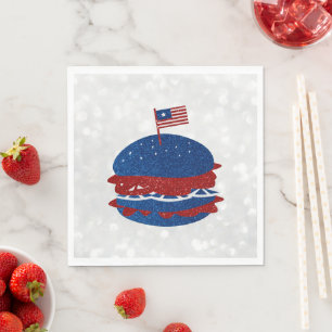 Serviette En Papier Hamburger 4 juillet Paillettes