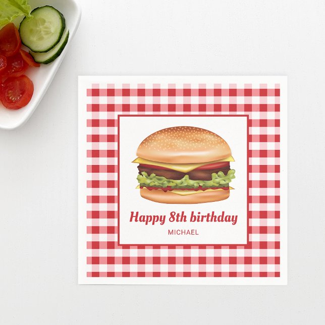 Serviette En Papier Hamburger Sur Red En vichy Motif Joyeux Anniversai (Ideal for birthday parties, backyard barbecues, family reunions or picnics, for example.)