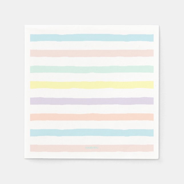 Serviette En Papier HAMbyWG - Papier Napkin - Pastel Stripes (Devant)