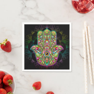 Serviette En Papier Hamsa Fatma Main Psychedelic Art