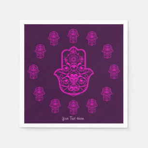 Serviette En Papier Hamsa florale (rose)