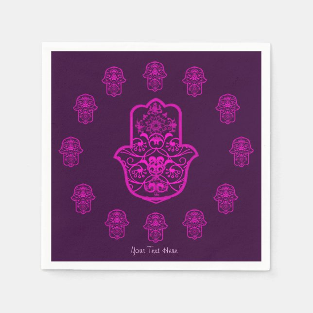 Serviette En Papier Hamsa florale (rose) (Devant)