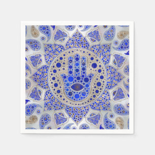 Serviette En Papier Hamsa Main - Main de Fatima sur Mère de Perle
