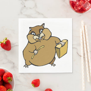 Serviette En Papier Hamster de dessin animé marron avec fromage