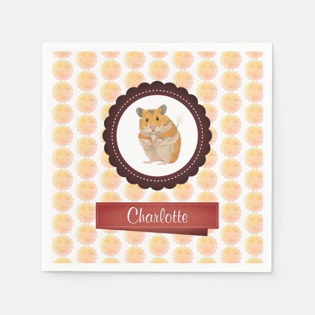 Serviette En Papier Hamster de filles rouges et roses (Devant)