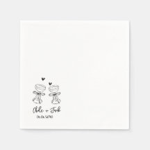 Hand Drawn Champagne Glass Wedding Napkins