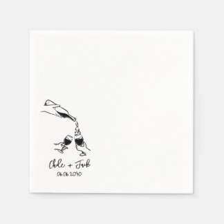 Serviette En Papier Hand Drawn Champagne Tower Glass Wedding Napkins