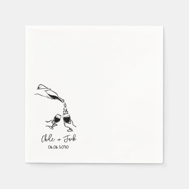 Serviette En Papier Hand Drawn Champagne Tower Glass Wedding Napkins (Devant)