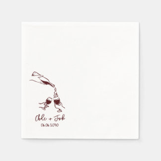 Serviette En Papier Hand Drawn Champagne Tower Glass Wedding Napkins