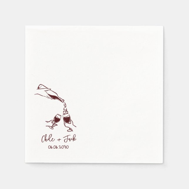 Serviette En Papier Hand Drawn Champagne Tower Glass Wedding Napkins (Devant)