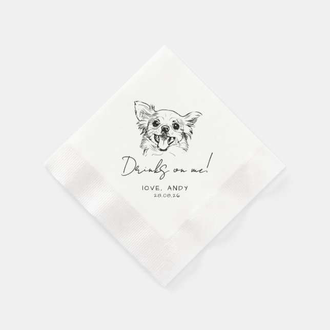Serviette En Papier Hand Drawn chihuahua Drinks on me Cocktail (Coin)