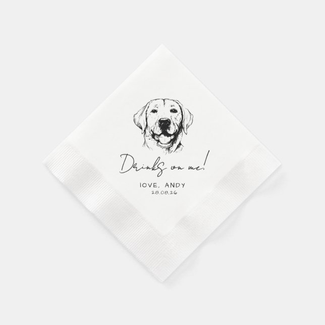 Serviette En Papier Hand Drawn labrador retrieve Drinks on me Cocktail (Coin)