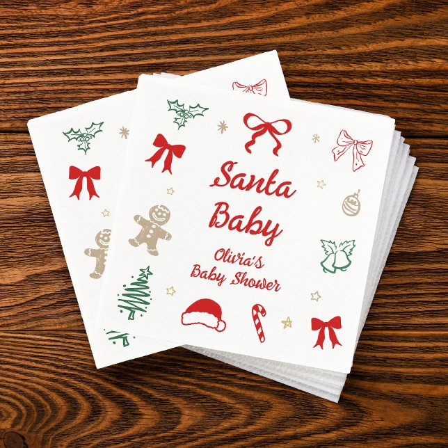 Serviette En Papier Hand Drawn Santa Baby Christmas Baby Shower (Créateur téléchargé)