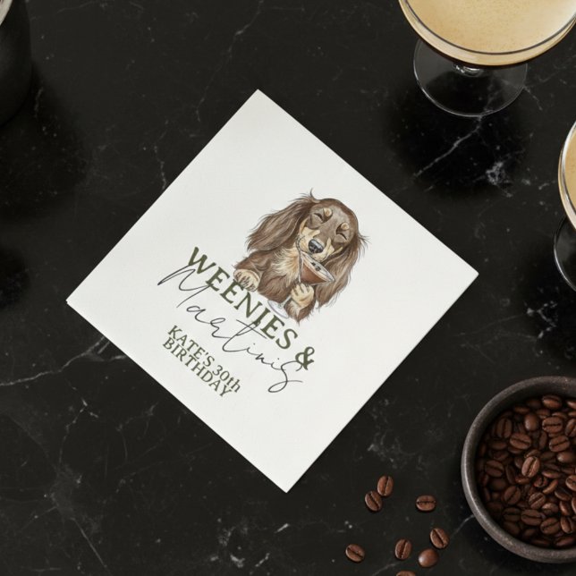 Serviette En Papier Hand Drawn Weenies and Martinis Dachshund (Hand Drawn Weenies and Martinis Dachshund Napkins)