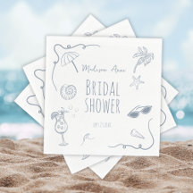 HandDrawn Beach Doodle Illustrations Bridal Shower