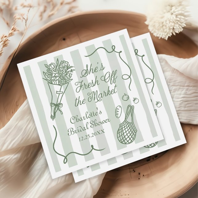 Serviette En Papier Handrawn Fresh Off the Market Bridal Shower (Créateur téléchargé)