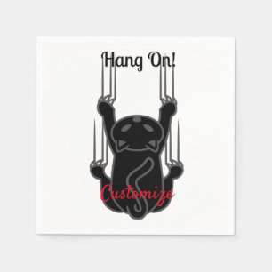 Serviette En Papier Hang On Black Cat