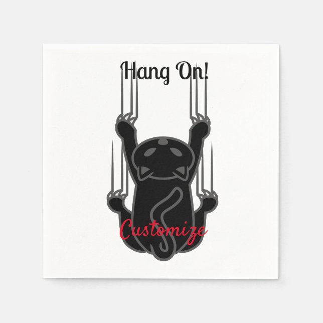Serviette En Papier Hang On Black Cat (Devant)