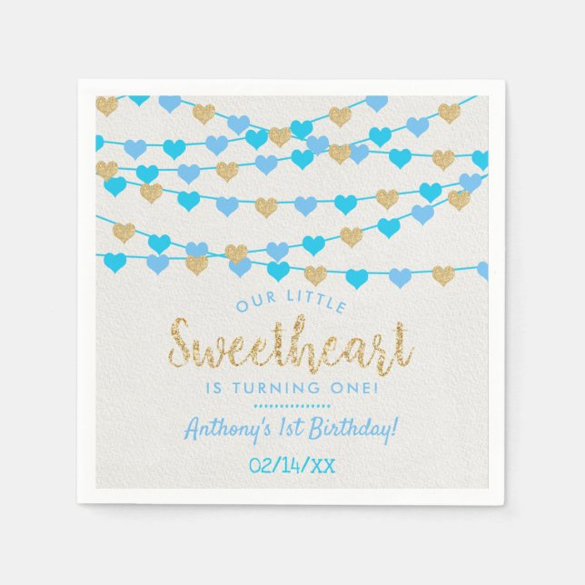 Serviette En Papier Hanging Love Hearts Petit Amoureux Anniversaire (Devant)