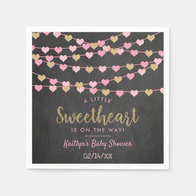 Serviette En Papier Hanging Love Hearts Petit Baby shower amoureux (Devant)