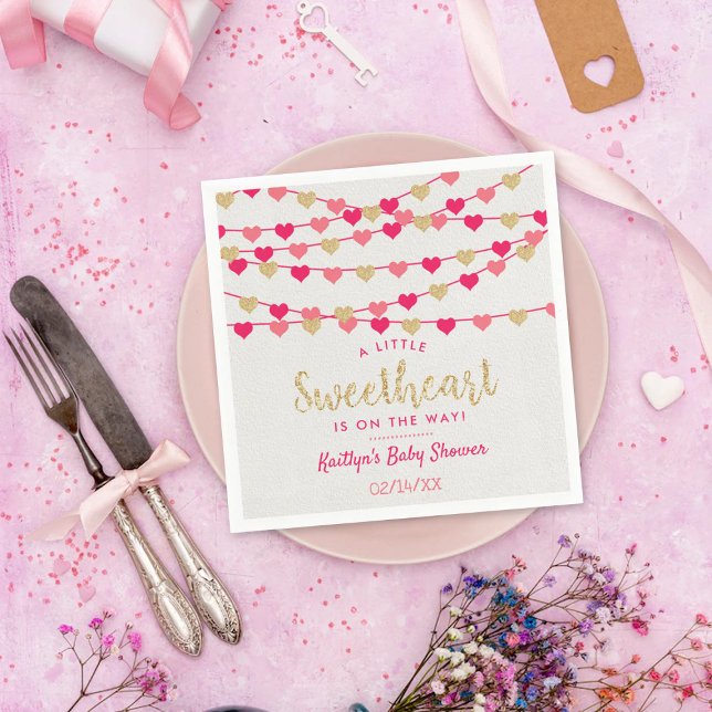 Serviette En Papier Hanging Love Hearts Petit Baby shower amoureux (Créateur téléchargé)