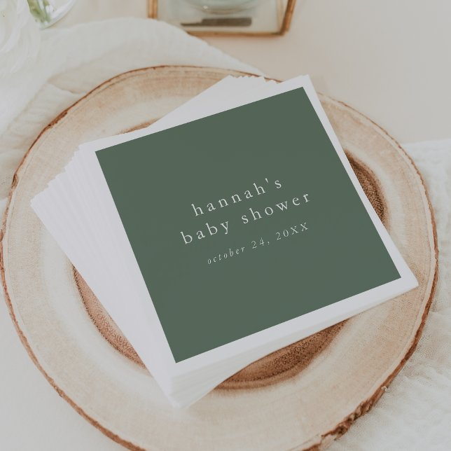 Serviette En Papier HANNAH Sage Green Rustic Baby shower simple (HANNAH Sage Green Rustic Simple Baby Shower Napkins)