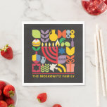 Serviette En Papier Hanoukka Chanukah Menorah Dreidel Symboles juifs<br><div class="desc">Hanoukka / Chanukah Colorful Moderne Géométrique Motif Party Napkins. Menorah, Dreidel, Donuts, Stars & Huile d'olive... Ils sont tous ici. Symboles d'Hanoukka hébreu et juif Espace pour ajouter votre nom. Heureux souhaits d'Hanoukka. Cette belle, belle, élégante, est une excellente façon d'habiller votre table de fête et de souhaiter à vos...</div>