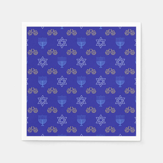 Serviette En Papier Hanoukka Gold Dreidel Star de David Menorah (Devant)