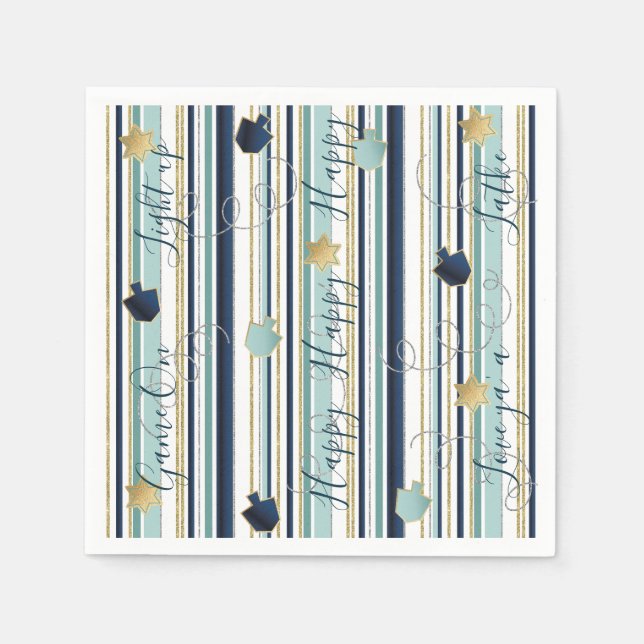 Serviette En Papier Hanoukka Napkin Personnalise Le Nouveau Élégant Au (Devant)