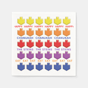 Serviette En Papier Hanoukka Napkin Personnaliser "Dreidels 3D"