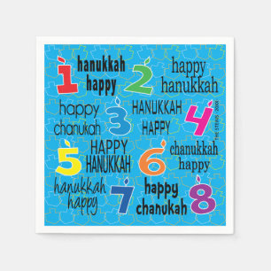Serviette En Papier Hanoukka Napkin Personnaliser "Hanoukka Happy/Blue