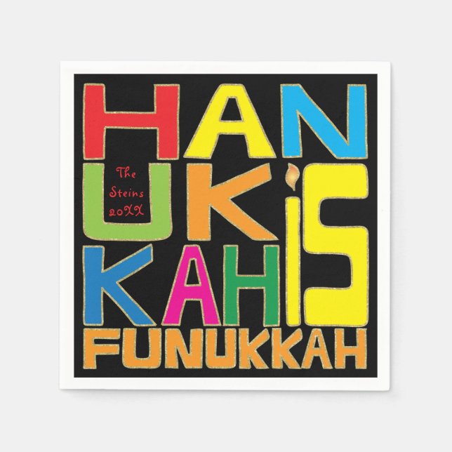 Serviette En Papier Hanoukka Napkin Personnaliser "Hanoukka Is Funukka (Devant)