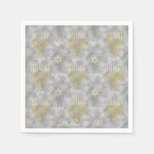 Serviette En Papier Hanoukka Napkin Personnaliser "Menorahs élégants"