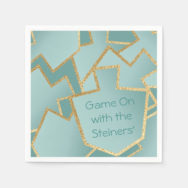 Serviette En Papier Hanoukka Napkin Personnaliser Nouveau Elégant Turq (Devant)