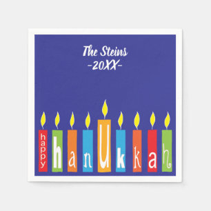 Serviette En Papier Hanoukka Napkins personnalise "Hanoukka Candles"