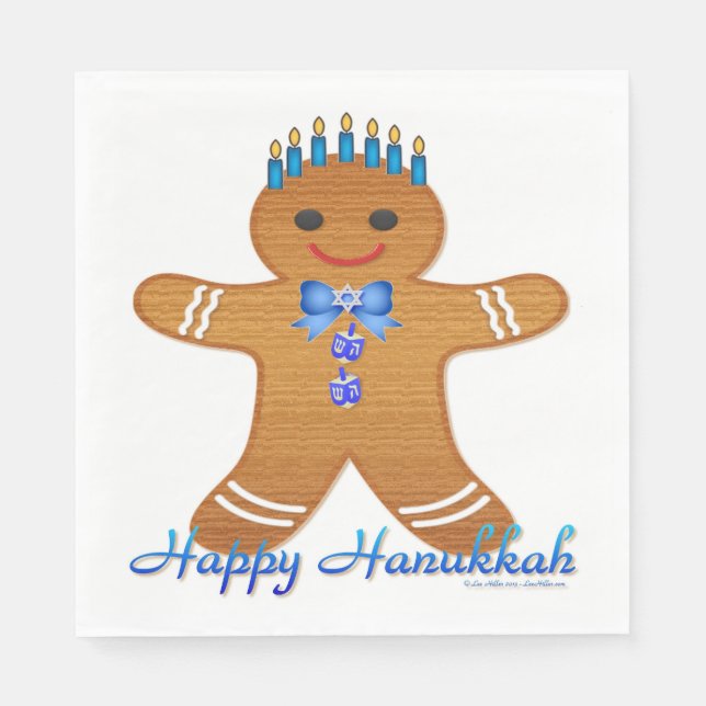 Serviette En Papier Hanoukka Pain d'épices Homme Menorah Papier servie (Devant)