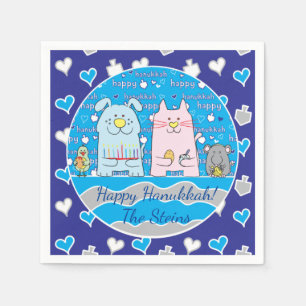 Serviette En Papier Hanoukka Pets Napkins Cocktail Personnalisé