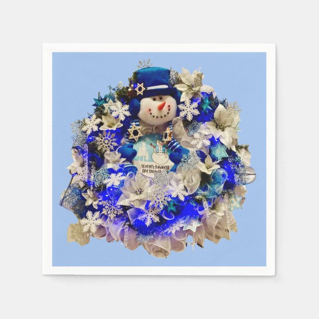 Serviette En Papier Hanoukka Star moderne de David Snowman Wreath (Devant)