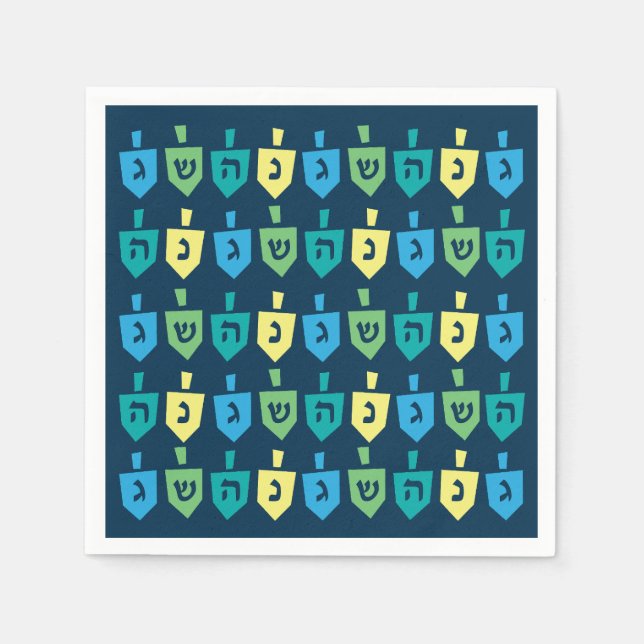 Serviette En Papier Hanukkah Dreidel Party Napkins (Devant)