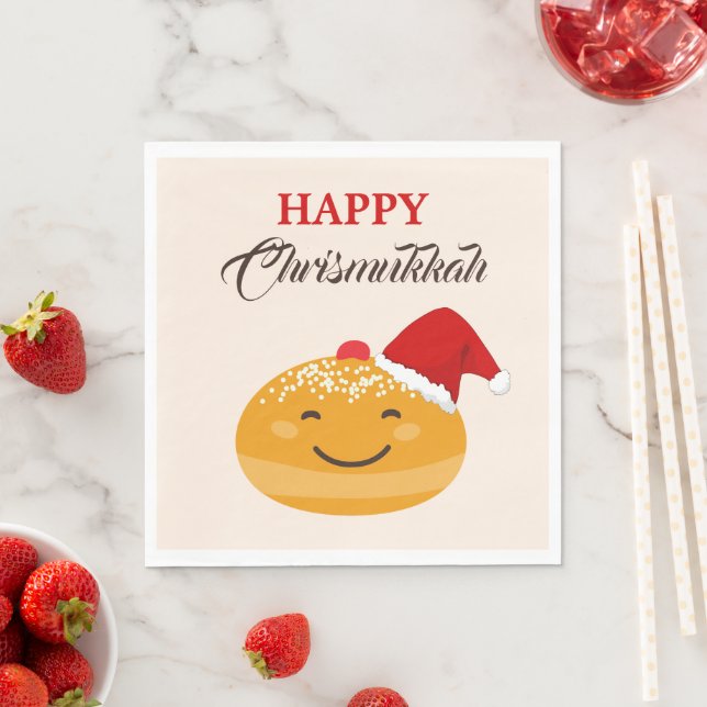 Serviette En Papier Hanukkah Jewish Holiday - Happy Chrismukkah  (En situation)