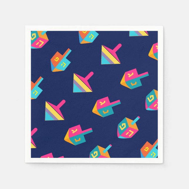 Serviette En Papier Hanukkiah Happy Hanukkah Jewish dreidel Menorah (Devant)