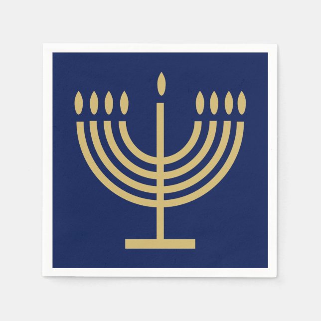 Serviette En Papier Hanukkiah Happy Hanukkah Jewish dreidel Menorah (Devant)